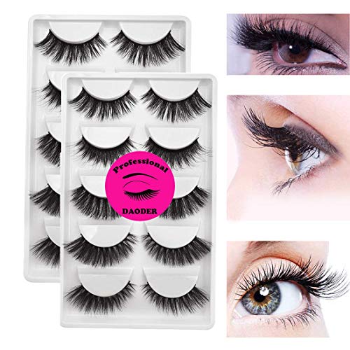 10 Pairs 3D Mink Eyelashes Thick Volume Lashes DAODER Variety Faux False Eyelashes Hand-made Reusable Dramatic Mink Lashes Strips Soft Fake Eyelashes