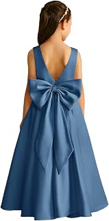 Flower Girl Dress for Wedding Satin Pageant Dresses Girls Bow Birthday Party Gown First Communion Dress