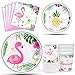 WERNNSAI Forniture per Feste Fenicottero - Kit Stoviglie per Feste Piatti Tovaglioli e Tazze per Ragazza Bambini Compleanno Cena Dessert 16 Ospiti 64PCS