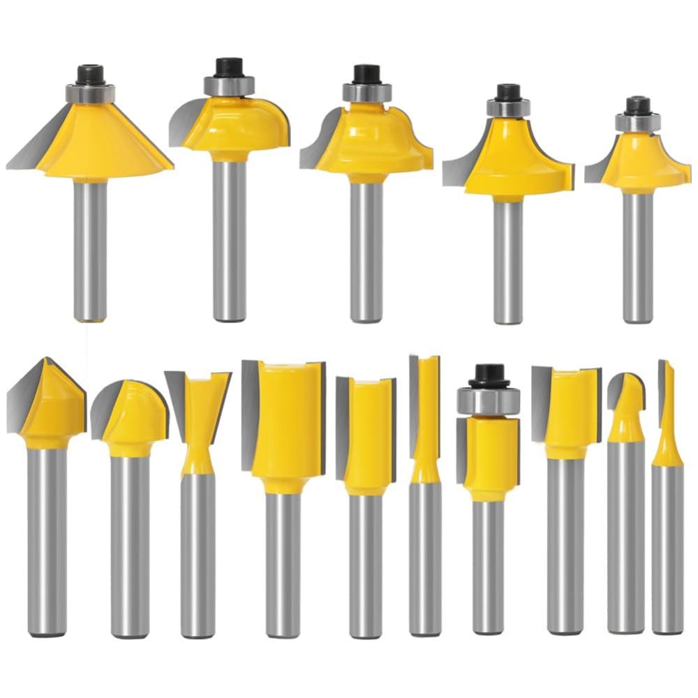 Snapklik.com : Router Bits Set 1/4 Shank, 15 Pieces Tungsten Carbide, 2 ...
