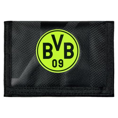 Borussia Dortmund BVB Geldbörse, 10 x 14 cm, Schwarz mit Neon-Logo, Polyester Borussia Dortmund BVB Geldbörse, 10 x 14 cm, Schwarz mit Neon-Logo, Polyester