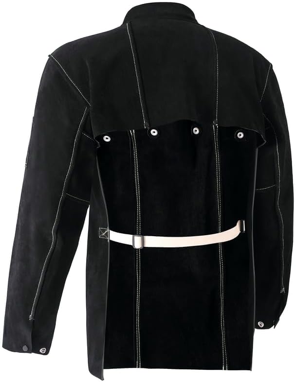 ANTAITHER Leather Welding Jacket with Open Back, Bib Apron with Cape Sleeve, Heat Flame Resistant Welder Coat - Image 8
