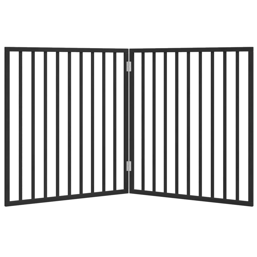 vidaXL Cancelletto per cani pieghevole 2 pannelli nero 160 cm in legno di pioppo