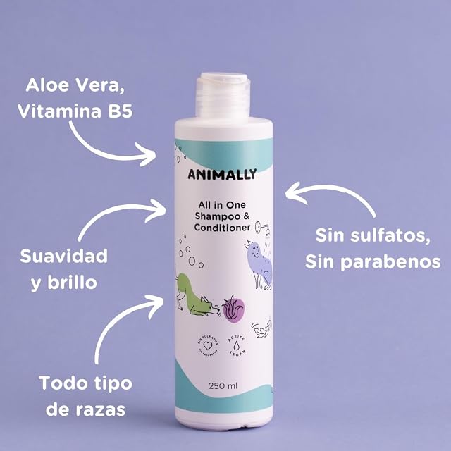 Foto 4 de 5 de Animally All in one Shampoo & Conditioner 250ML Champú con acondicionador para perros y gatos. Champú…