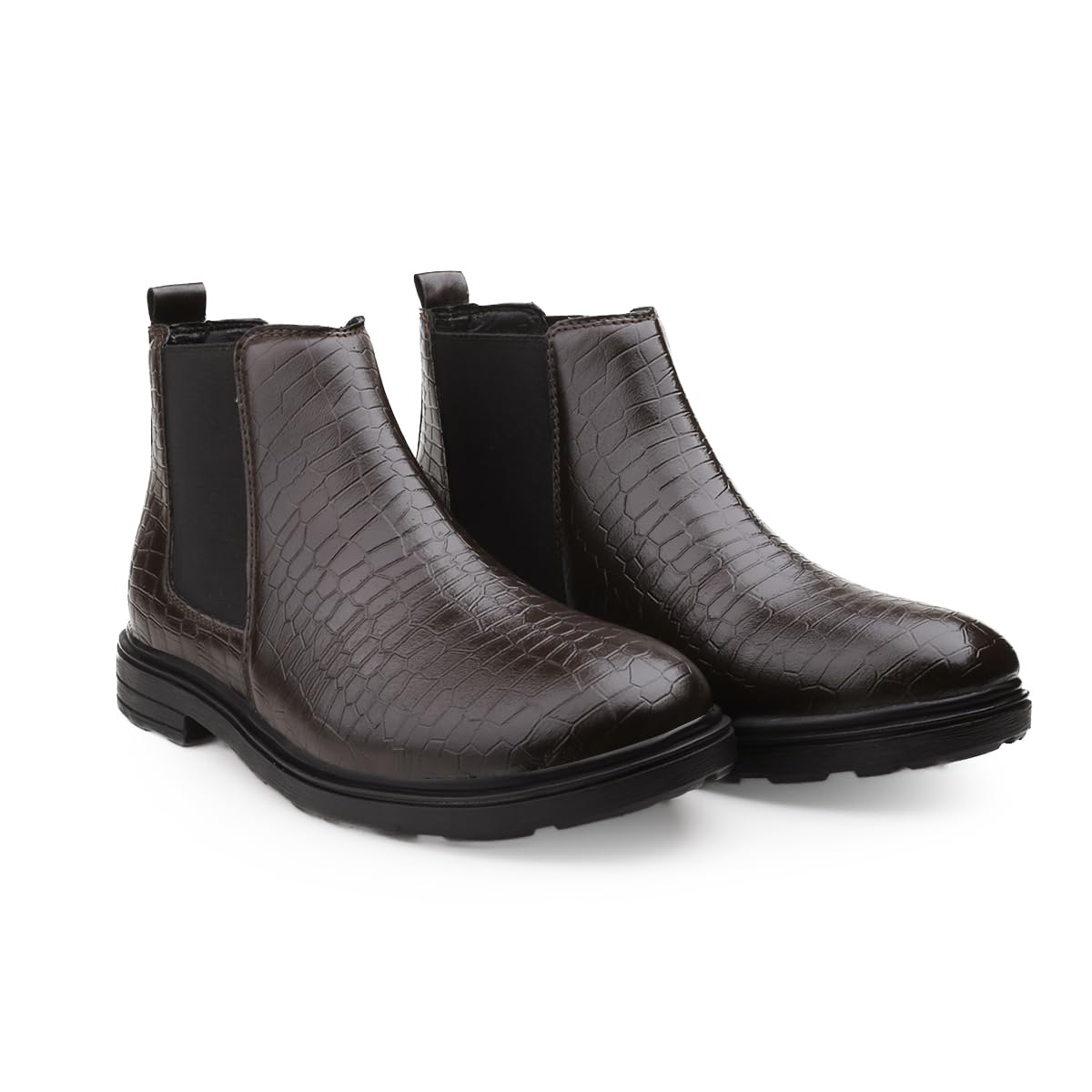 yuvrato baxi Men's Casual Formal Crocodile Pattern Slip On Chelsea Boots And Side Elastic Ankle Length Boots With Faux Leather Material And PVC Sole.-picture-13