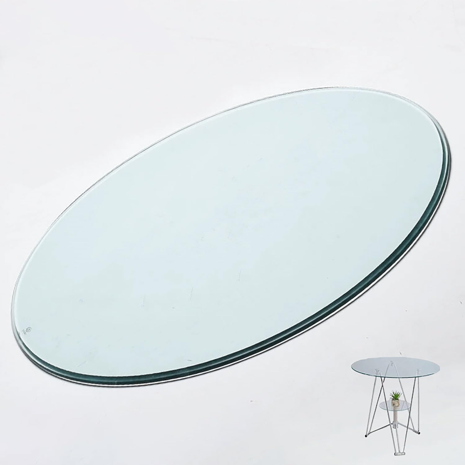 Round Glass for Table Top Clear Tempered Glass Surface 3/10" Thick Beveled Edge, 19 20 22 24 31.5 Inch Replacement Table Top for Dining, Coffee, Beach, Garden, Patio(60cm/24in)