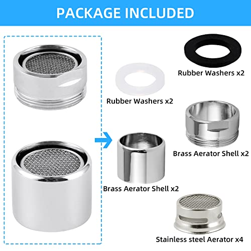 Ifealclear 4 Pcs Faucet Aerator, Kitchen Sink Aerator Faucet Filter With Solid Brass Shell, Male And Female Thread Water Saving Faucet Aerator With Gasket For Kitchen And Bathroom, Chrome #TOP5
