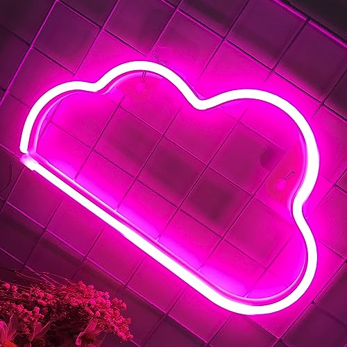 Cloud Light neon sign - USB ou LED alimenté par batterie signe chambre au néon | décoration murale anniversaire fête de mariage Halloween Noël décoration de chambre néon sign (Rose)