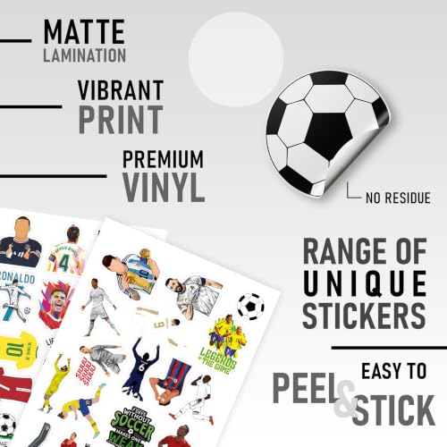Image of Pack Of 65 Football Soccer Stickers For Laptop, Planner, Diary, Waterproof Residue Free, self adhesive