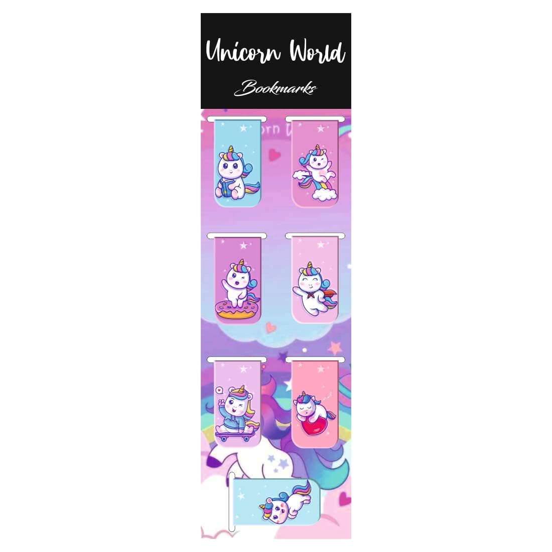 Otidge Pack of 7 Cute Magnetic Bookmarks Gifts for Book Lovers | Book Marks for Book Lovers | Bookmarks Aesthetic for Books | Cartoon Magnetic Bookmarks (Unicorn)