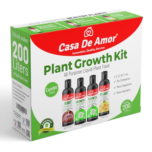 Image of Casa De Amor Plant Growth Kit 3-in-1 Liquid Plant Nutrition Boost Growth, Enhance Roots, and Nourish Plants | Ideal for Indoor and Outdoor Gardens (4 packs of 200 ml)