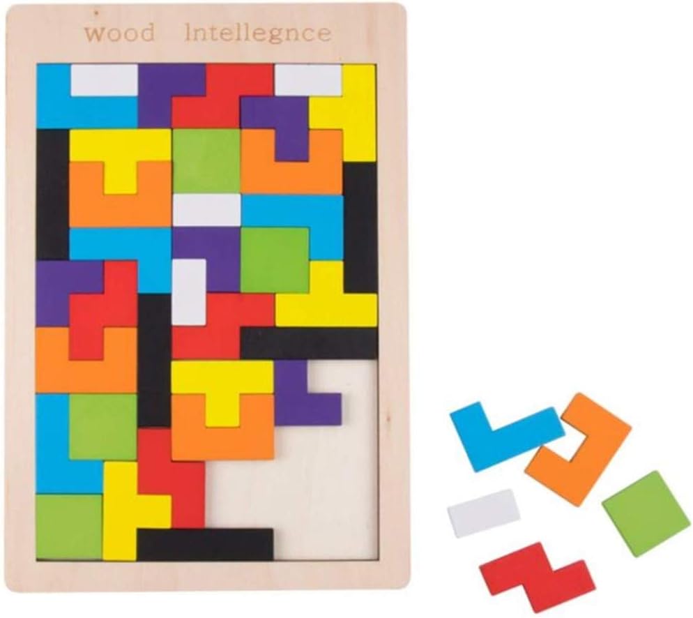 Wooden Blocks Puzzle Brain Teasers Toy Tangram Jigsaw Intelligence Russian Blocks Game