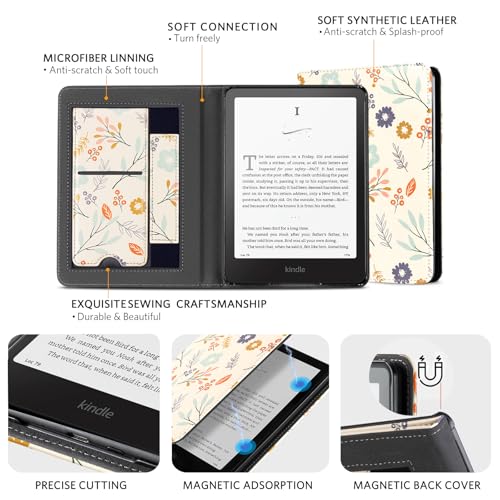 Image of CoBak Stand Case for 7 inch Kindle Paperwhite 12th Gen 2024 and Kindle Colorsoft with Hand Strap - Compatible with iPhone MagSafe, for Samsung /Belkin /Anker Wireless Charging Pads, Durable, Auto Sleep Wake