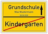 Ortsschild - Bild - Kindergarten - Grundschule - persönliches Geschenk - personalisierte Geschenkidee zur Einschulung mit Name und Datum