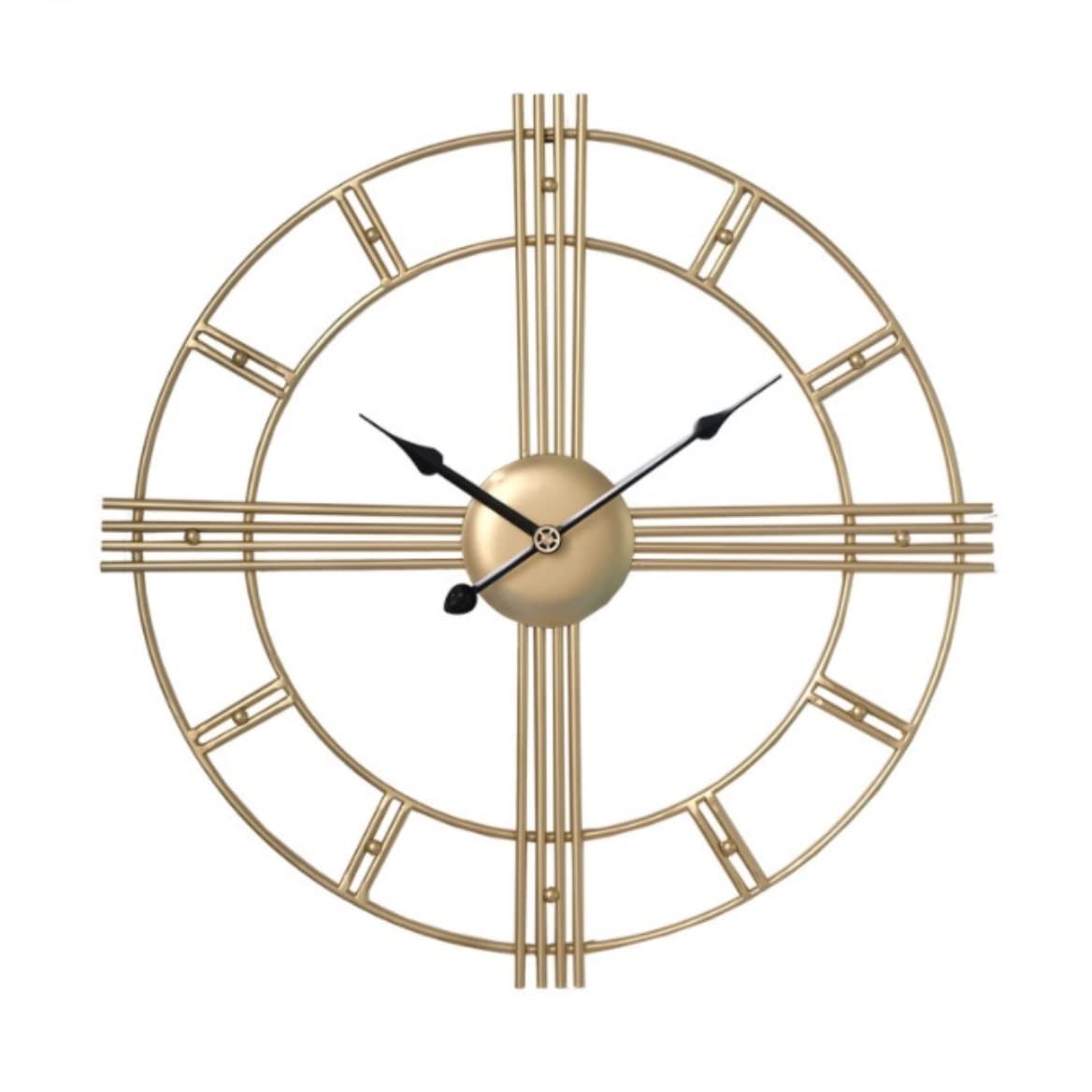 KRXSOBNV wall clock, Living Room Non Ticking Iron Art Clocks Roman Numeral Retro Distressed Metal Wall for(C,60CM)