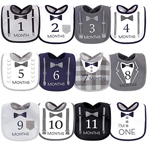 Image of Hudson Baby Monthly Milestone Interlock Bibs 13pk, Brand New, One Size