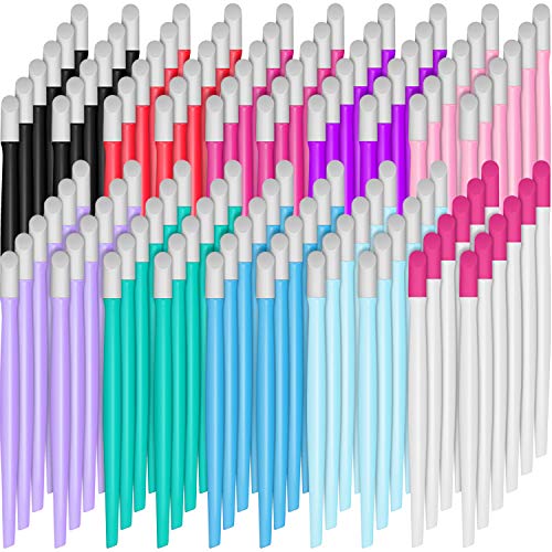 120 Pieces Plastic Handle Nail Cuticle Pusher Rubber Tipped Nail Cleaner Colored Nail Art Tool for Men and Women