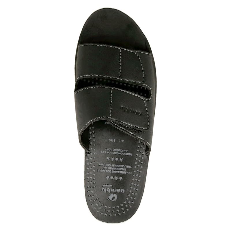 Image of AEROBLU Comfortable Flat Slippers for Men | Dual Adjustable Velcro Strap | Anti SKid & Lightweight Slip-On Flats for Indoor & Outdoor use