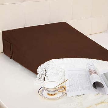 Coffee Wedge Pillow Case Cover,Bed Wedge Pillow Cover with Zipper,25"x25"x10" Pillowcase Protector with Side Pocket for Storage Soft, Breathable, Removable & Machine Washable