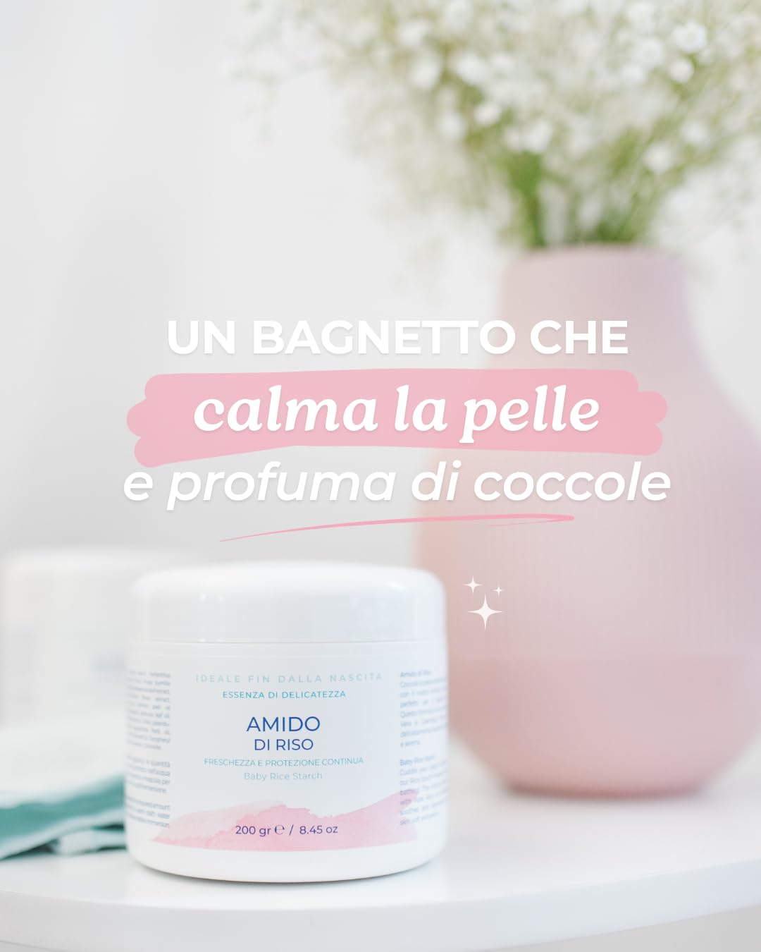 Silvana Amido di Riso Puro 200 g fragranza Coccole,con Aloe Vera e Calendula | Polvere per il Bagnetto di Neonati e Bambini | Pelle Delicata | Fin dalla Nascita