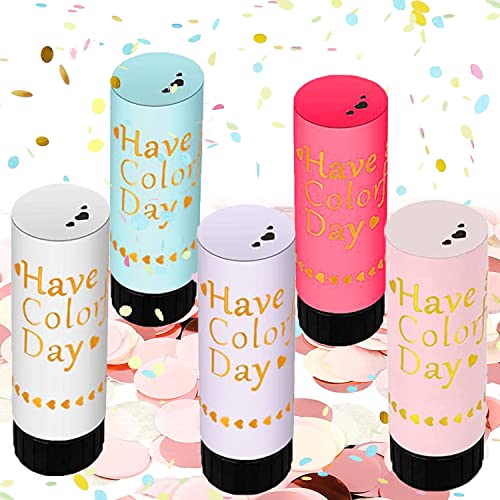 LeapBeast Lot de 6 Canons Confettis Mariage, Tube Confettis Explosif Confettis Biodegradables, Confettis Ronds pour Mariage, Anniversaire, Femme Enfant, la Saint-Valentin, Mariage, Fêtes (A) Cover
