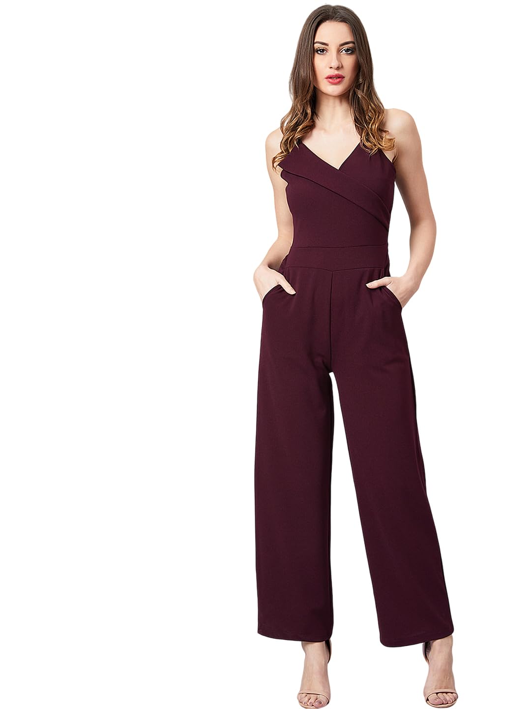 athena lifestyle Regular fit NA Polyester V-Neck Sleeveless Solid Party Jumpsuit-picture-45