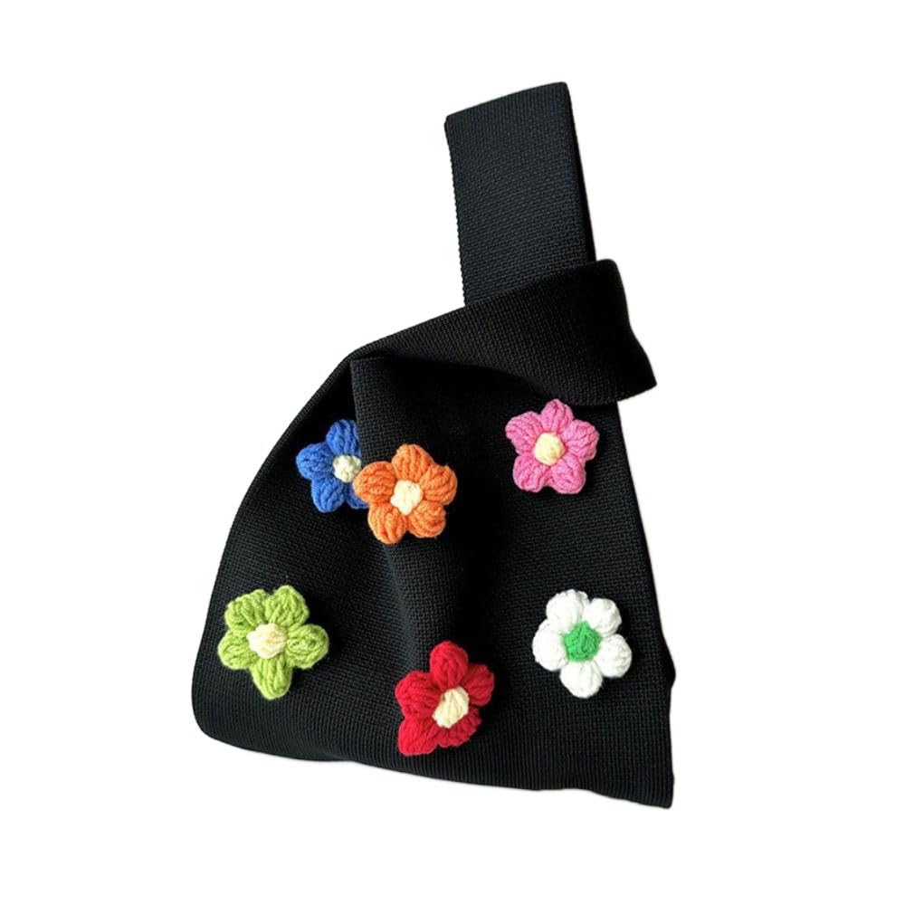zaoalife Wrist Handbag for Women,Floral Pattern Wrist Bag Sleeve Knot Pouch,Small Cute Knot Wristlet Knitted Bag Canvas Pouch