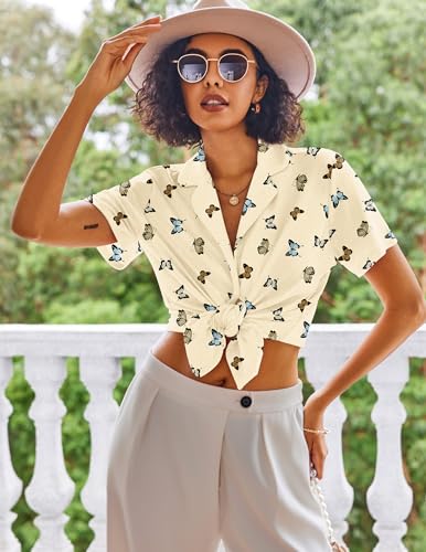 Image of Ekouaer Pajamas Set for Women Short Sleeve Sleepwear Button Down Pjs Lounge Sets Soft Nightwear