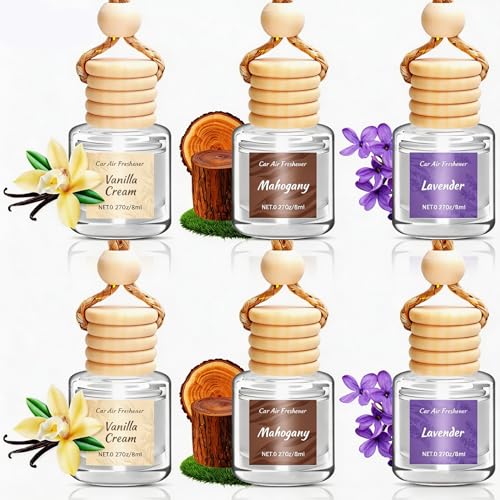 Image of Car Air Freshener 6 Pack, Vanilla Cream,Mahogany & Lavender