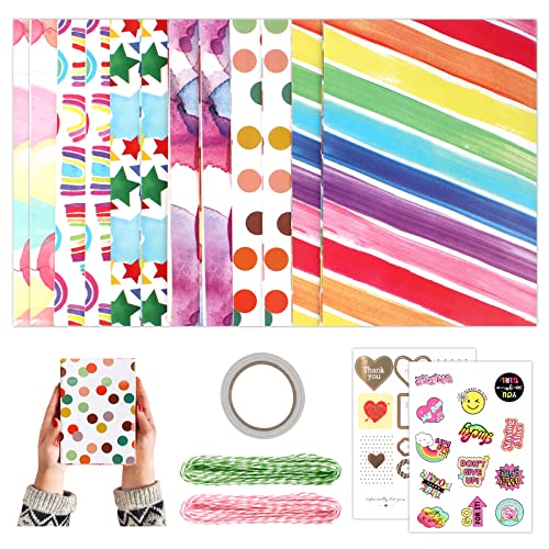 12 piezas de papel para envolver regalos, juego de papel para envolver cumpleaños, papel para envolver colorido, papel para envolver cumpleaños Cover