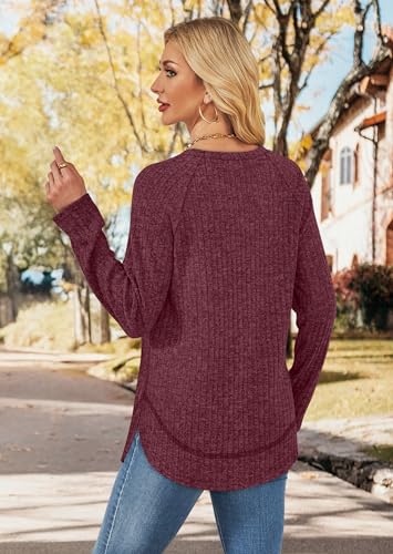WIHOLL Long Sleeve Shirts for Women Fall Sweaters 2025 Lightweight Casual Tunic Tops Loose Fit Winter Clothing S-2XL