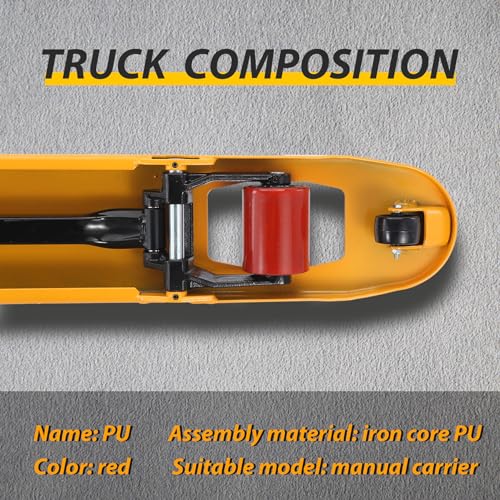 Image of Pallet Jack /Truck Load Wheel PU Wheels Roller 3 inch x 3.7 inch, Sealed Precision Bearings ID 0.78 inch, Red- A Pair