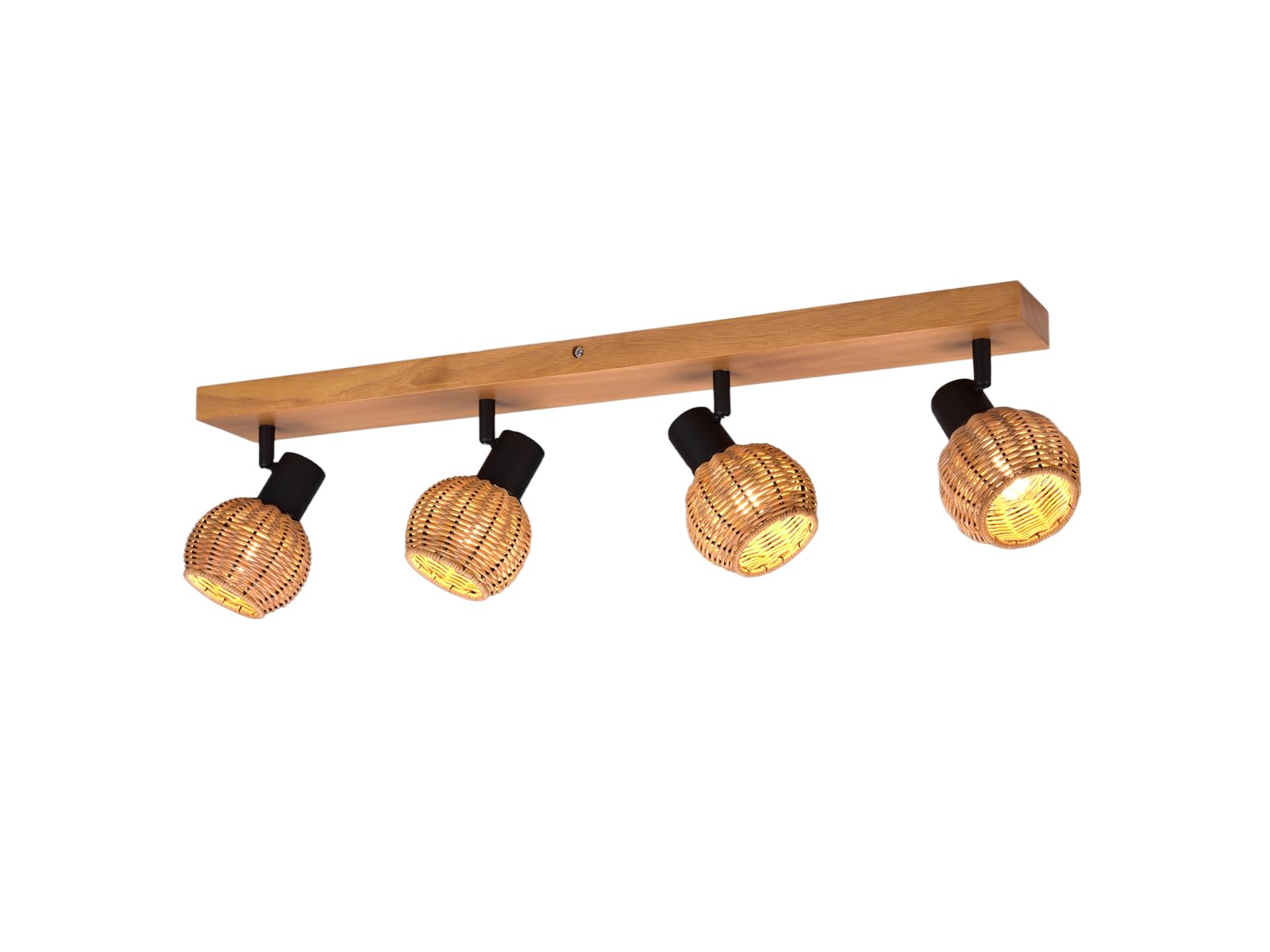 meineWunschleuchte Decken-Strahler Holz & Rattan, Spots schwenkbar