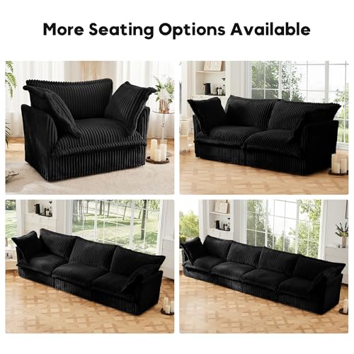 Sillón Oversized Corduroy Negro Cómodo miniatura 6