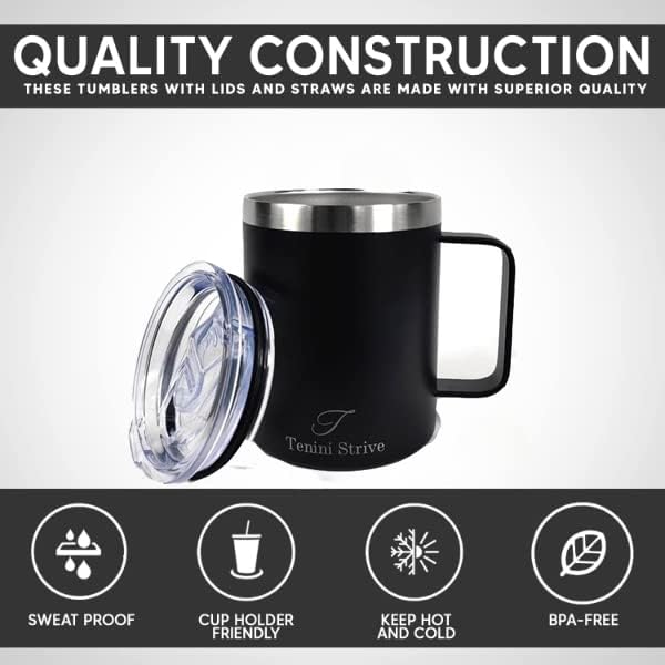 Miniatura 3 de Vasos delgados con tapas, popotes y cepillos de limpieza, vaso aislado de acero inoxidable para bebidas calientes y frías, una taza elegante y