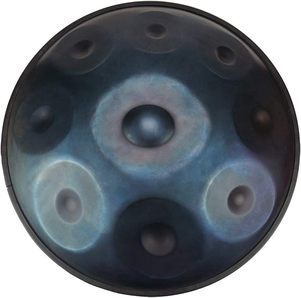 "Lark Music" hand pan in D Minor 9 notes steel hand drum + Soft Hand Pan Bag (22.8" (58cm), Deep Blue (D Minor) 9 notes D3 A Bb C D E F G A)