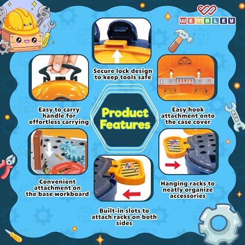 Image of Wembley DIY Tool kit Set for Boy 3-6 Years Old | Screw Driver Tool Box for Kids | Pretend Play Construction Toy Game for Boys | Montessori Birthday Activity Gift Set for Kids Ages 3, 4, 5, 6