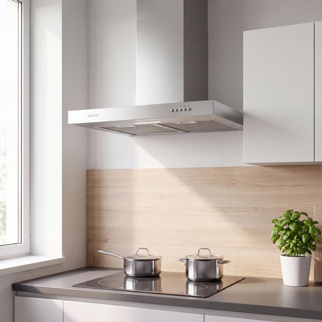 Apelson Okap kuchenny TALIA 601 X/A 3-poziomowy wyciąg sterowanie mechaniczne pojemność 301 m3/h Cichy 60 dB LED Łatwa instalacja Kolor szary stal nierdzewna