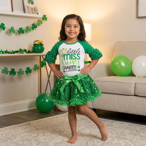Image of Girls 2 Piece Ruffled Sleeve Tulle Kids Toddler Skirt Set Dress Outfit