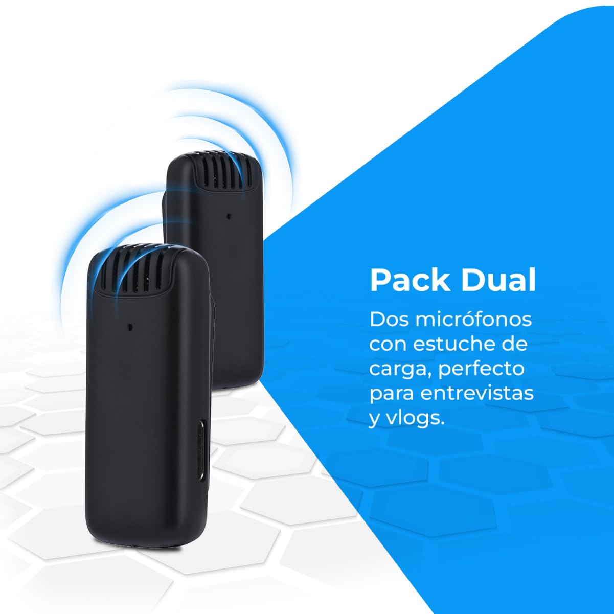 NK Micrófono Inalámbrico con Estuche de Carga - Micrófono Lavalier Wireless para iPhone/Android, Plug&Play, Pack 2 Micrófonos para Grabación de Tiktok/Twtch/Youtube/Vlog, Reducción de Ruido, Sin App