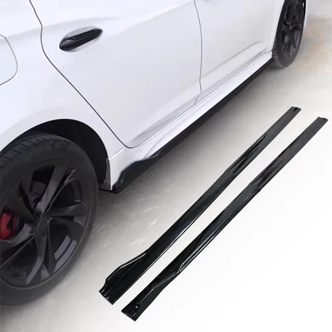 Faldón Lateral de Coche, Borde de extensión para H-Onda Civic 10th 2017-2023, faldones Laterales ABS, divisores de Aletas, alerones,Black-Black