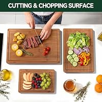 Bamboo Cutting Board Set of 3 with Stand, Carbonized Bamboo, Juice Groove — image 3