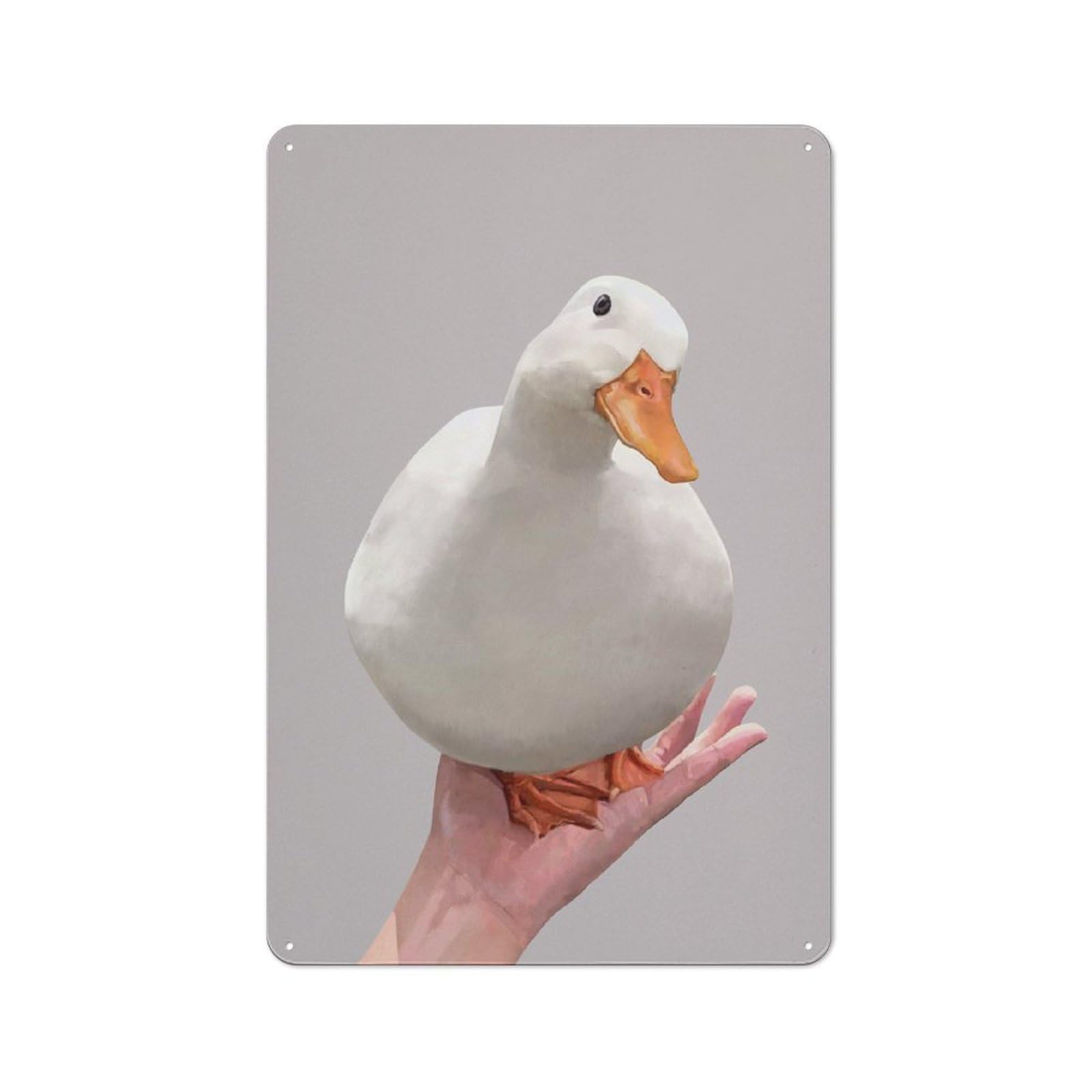 Junmoney Style-21 White Duck On Palm Meme Retro Metal Plaque 30X20cm For Living Room Or Hallway, Suited To Hallway Decor Fans
