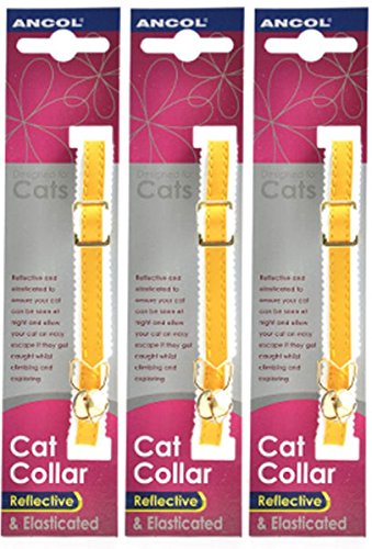 3u00a0x Saveru00a0u0096u00a0Ancolu00a0u0096u00a0Lave-vaisselle collier réfléchissant pour chat Jaune