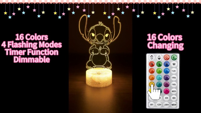 Image of KIEAL 16 Colors Cartoon Night Light, Anime Character Change Decor Lamp with Remote, Dim, Timer, Fans Kids Gifts for Christmas Birthday Boys Girls