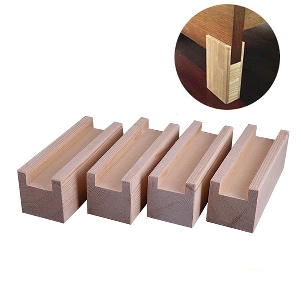 Zestaw 4 Drewniane Podnośniki Mebli Łóżko i Biurko Windy Regulowana Wysokość Podnośniki Meblowe na Stoły Sofy i Krzesła (rozmiar: 10x3x10cm)