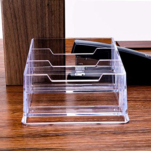 Image of DAHSHA 3 - Tier Premium Acrylic Transparent Crystal-Clear Visiting Business Card Holder /Display Stand Desk Organizer For Office Table