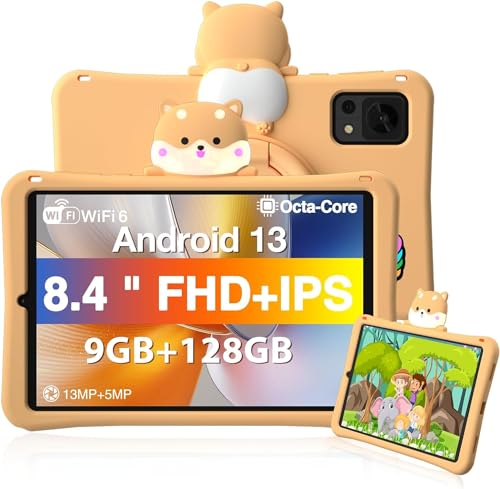 DOOGEE T20 Mini Kid [2024] 8.4 Zoll Kinder Tablet mit hülle 128GB ROM(TF 1TB) + 9GB RAM Android Tablet für Kinder 1920x1200 FHD+TÜV,Tablet PC Dual 4G+5GWiFi /5060mAh /BT5.0 /Widevine L1 /Face ID /13MP