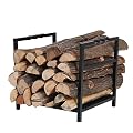 Sophia & William 17" Small Indoor Outdoor Metal Firewood Rack, Black Log Holder Wood Rack to Store Logs, Heavy-duty Firewood Stacking Rack for Fireplace Fire Pit Stove BBQ, 17.5"H * 15.7"W * 12.5"L