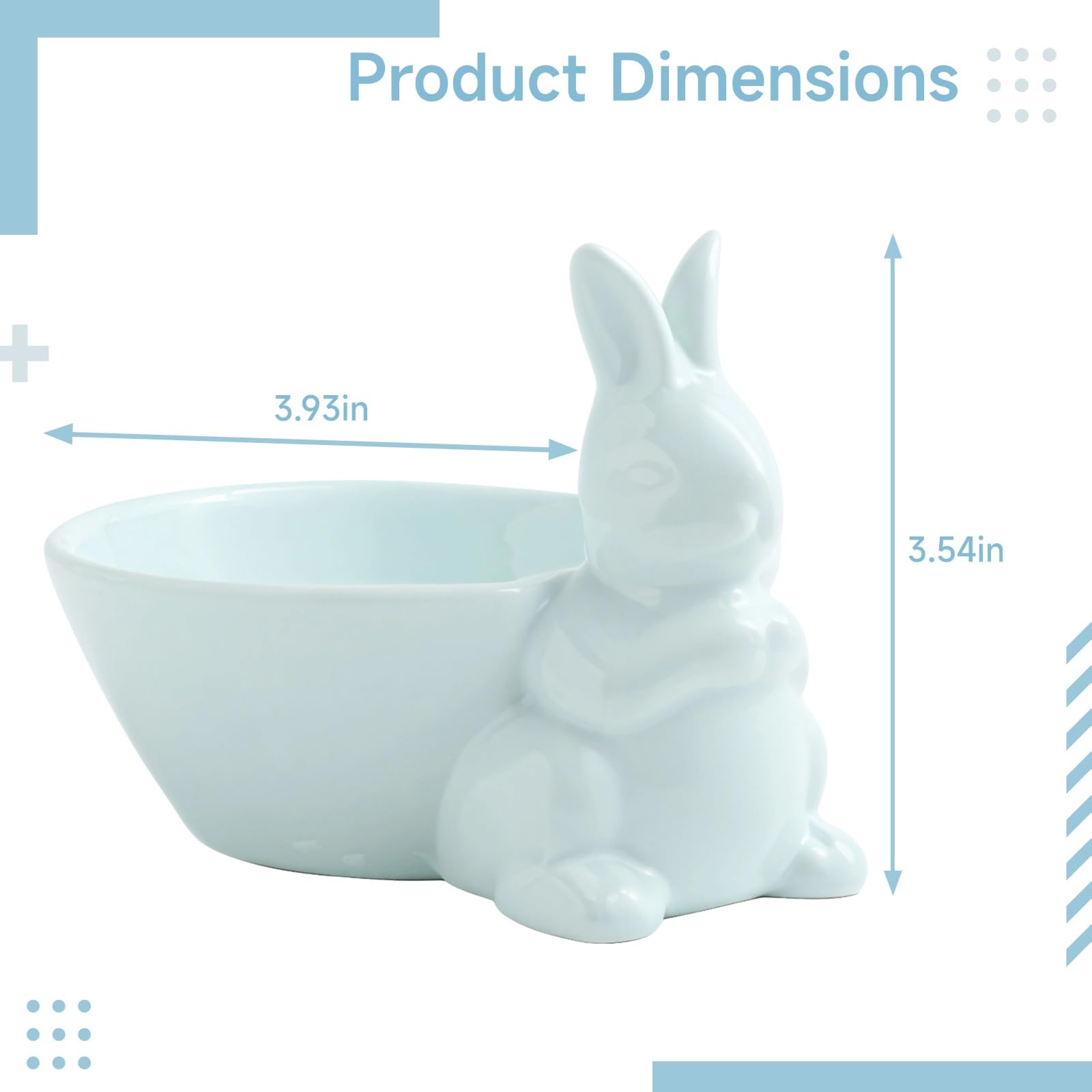 2 Pcs Ceramic Bowls Set, Easter Bunny Design & Blue Rabbit Candy Dishes, Dessert & Fruit Bowls, Unique Table Decor, Safe & Easy-to-Clean for Family